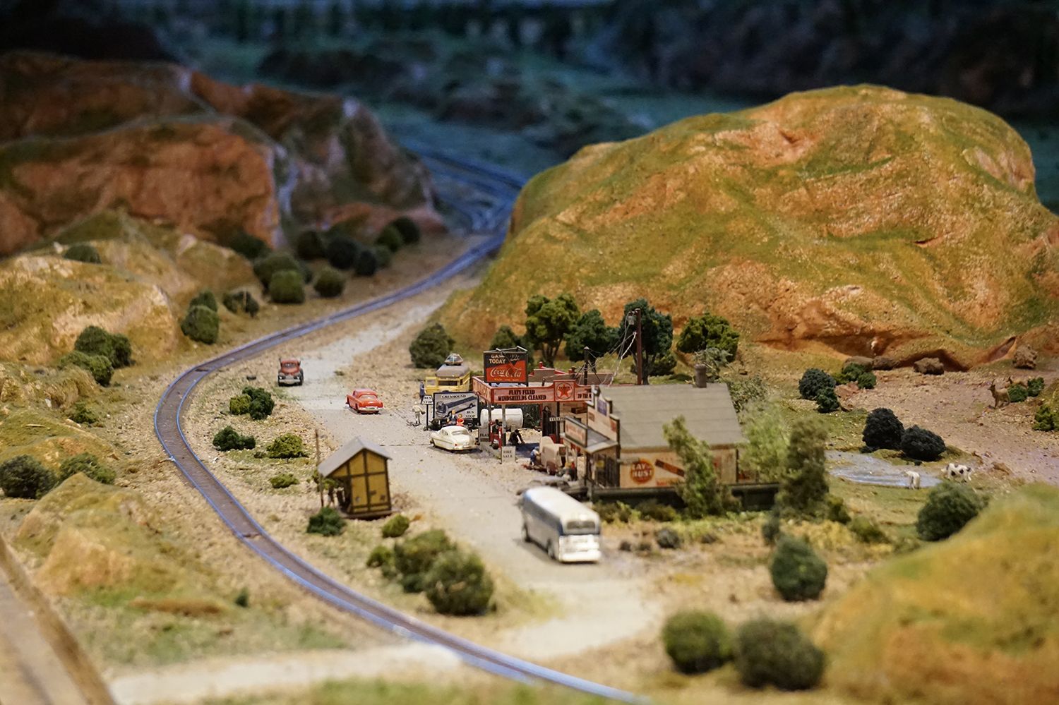 Model hills and mountains built using papier mache