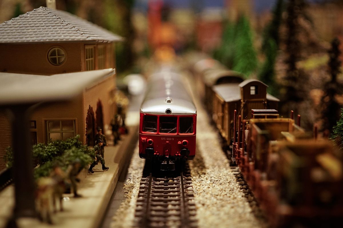 A DCC train on a model railway layout